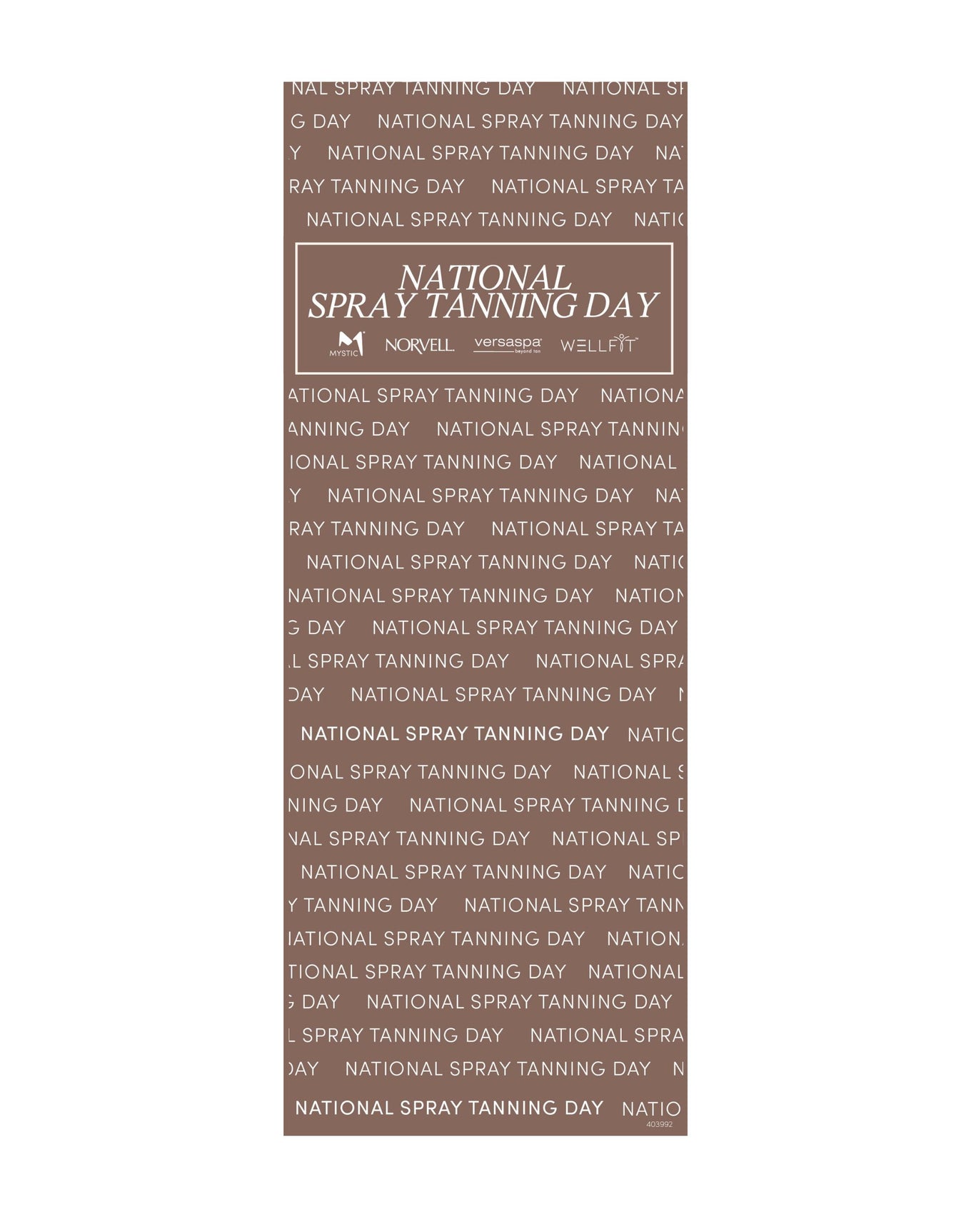 dark brown Pull up banner with 'National Spray Tanning Day' text on a white background