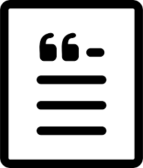 Icon of a document with quotation marks on a white background