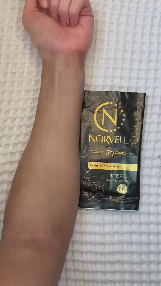 Load video: Norvell Exmitt exfoliator to prep for a flawless tan