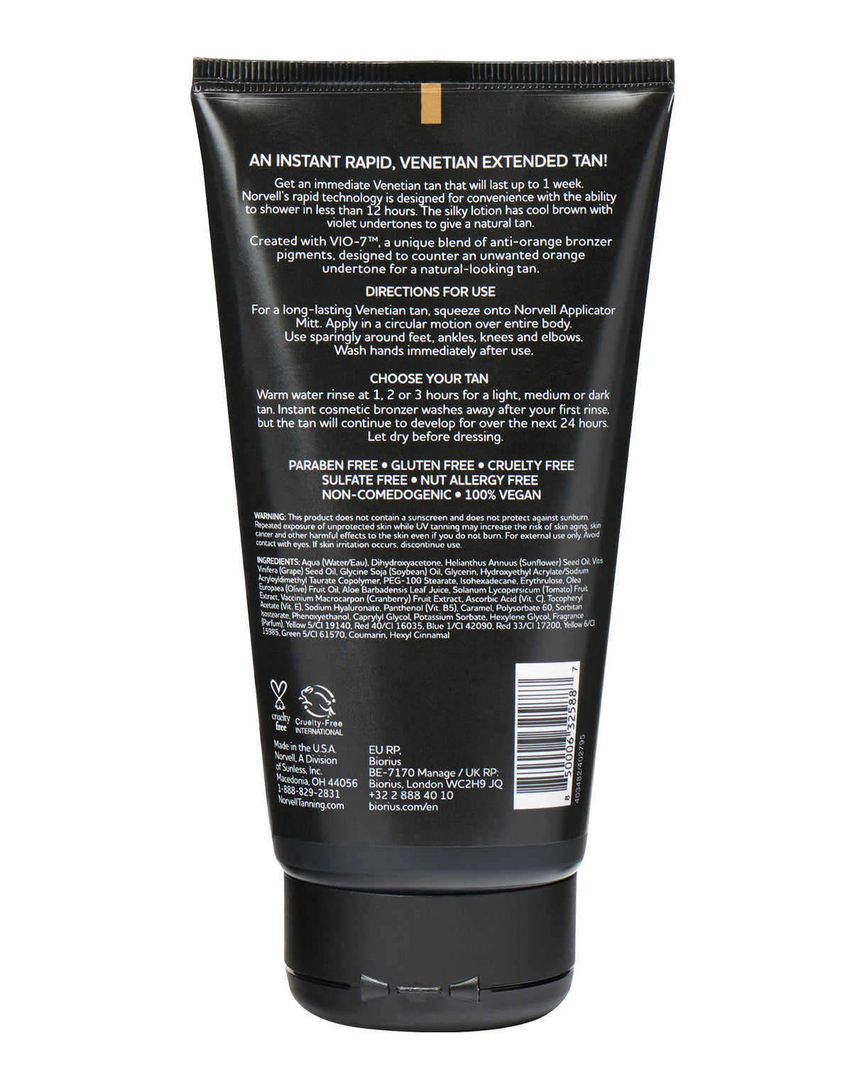 Norvell Venetian Rapid, Instant Self-Tanning Lotion 5oz back