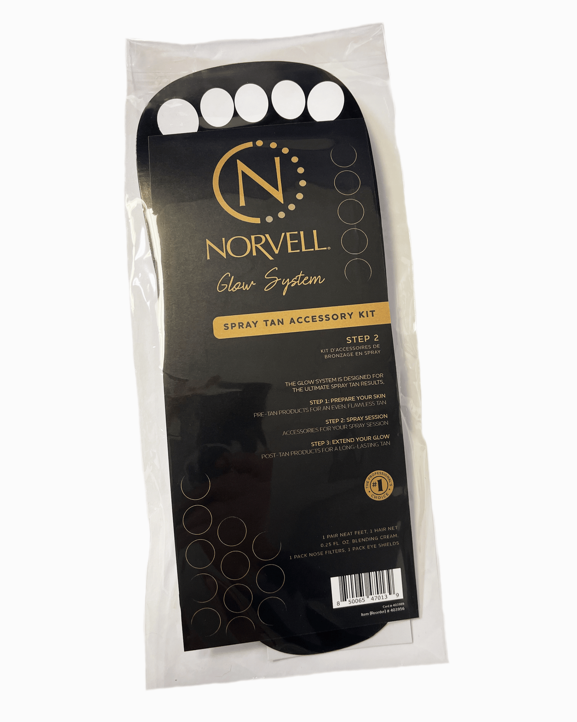 Norvell spray tan accessory kit packaging on a white background
