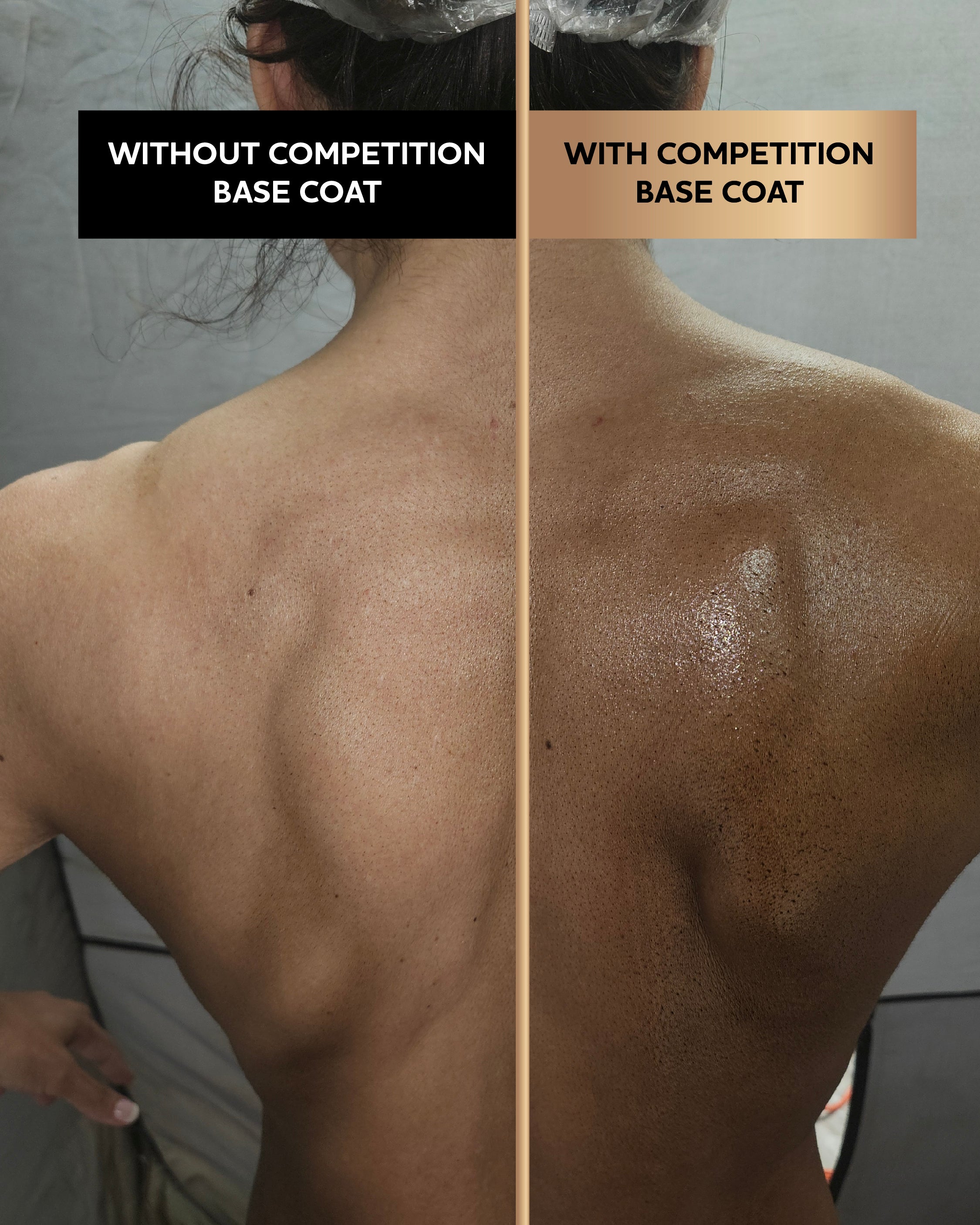 Comparison of back skin color with and without a base coat treatment.