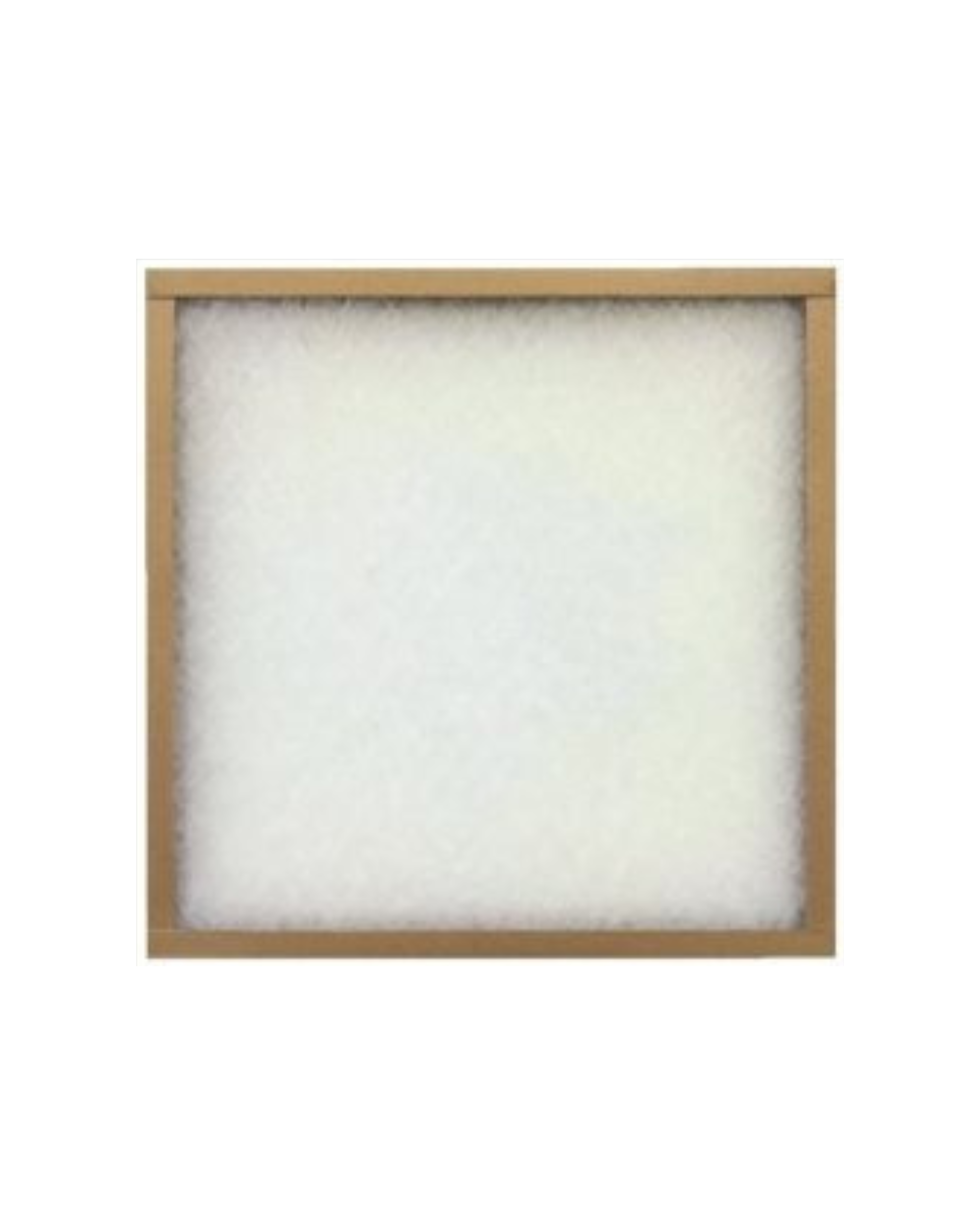 Square air filter with wooden frame on a white background