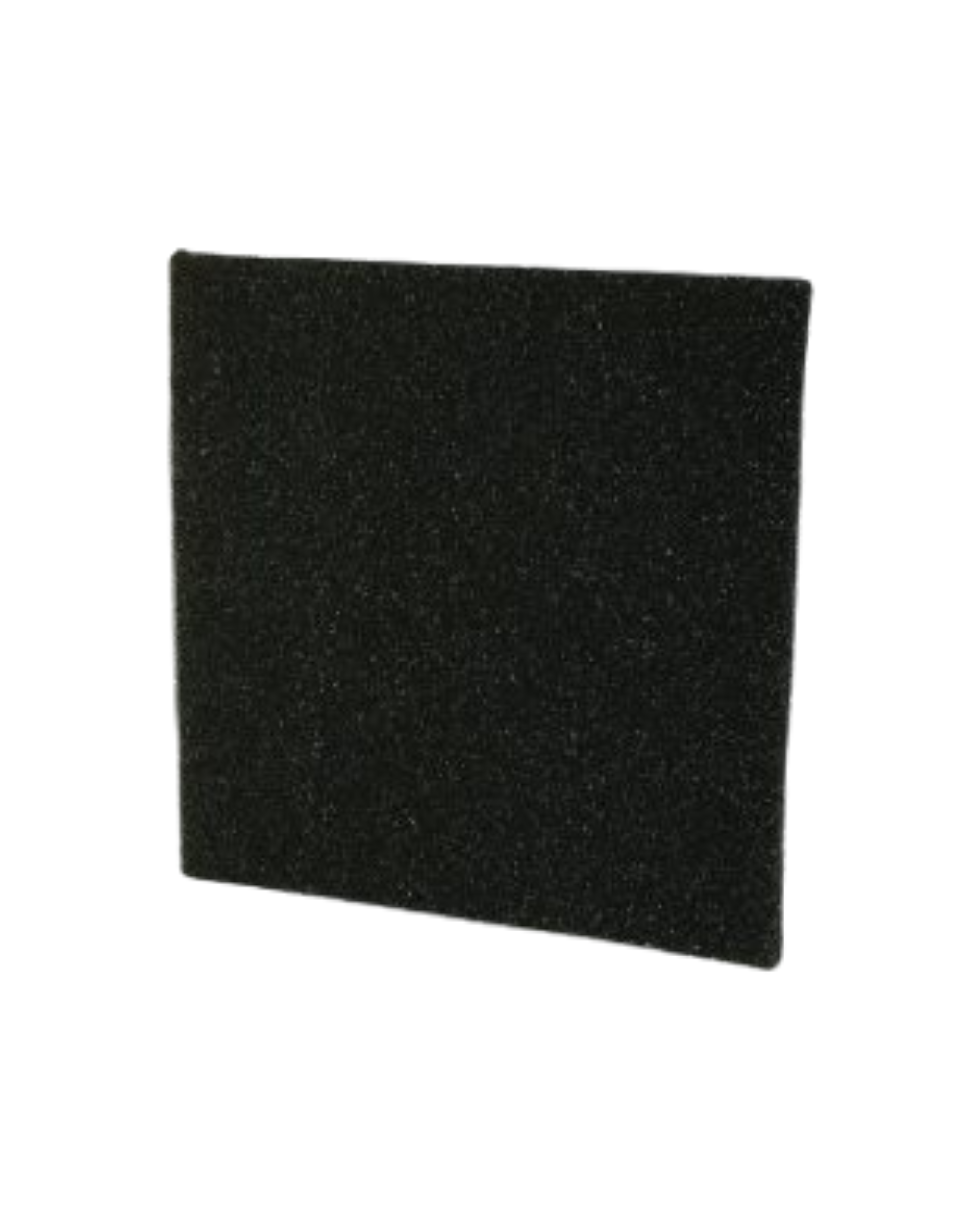 Black square foam filter on a white background