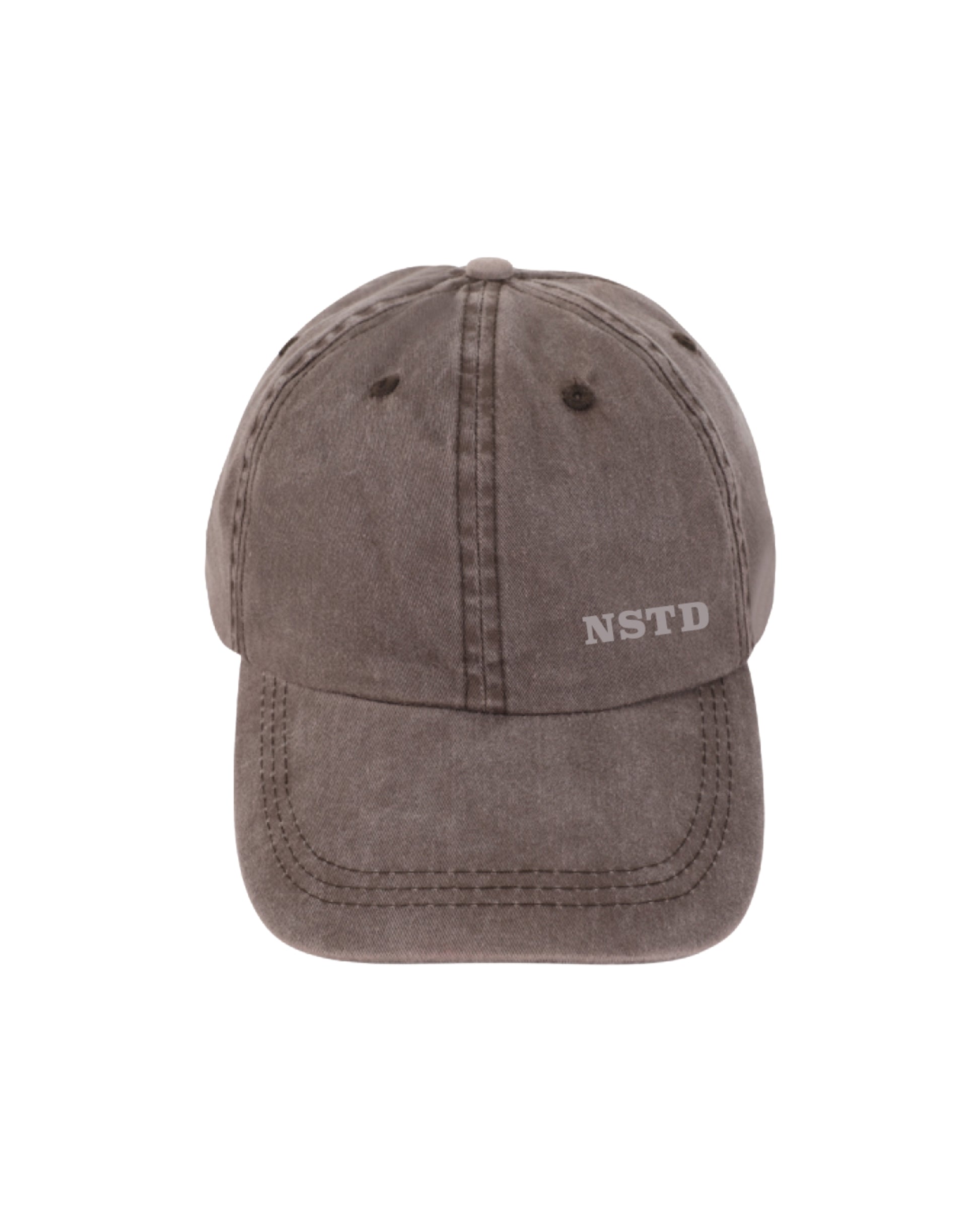 brown cap with 'NSTD' logo on a white background