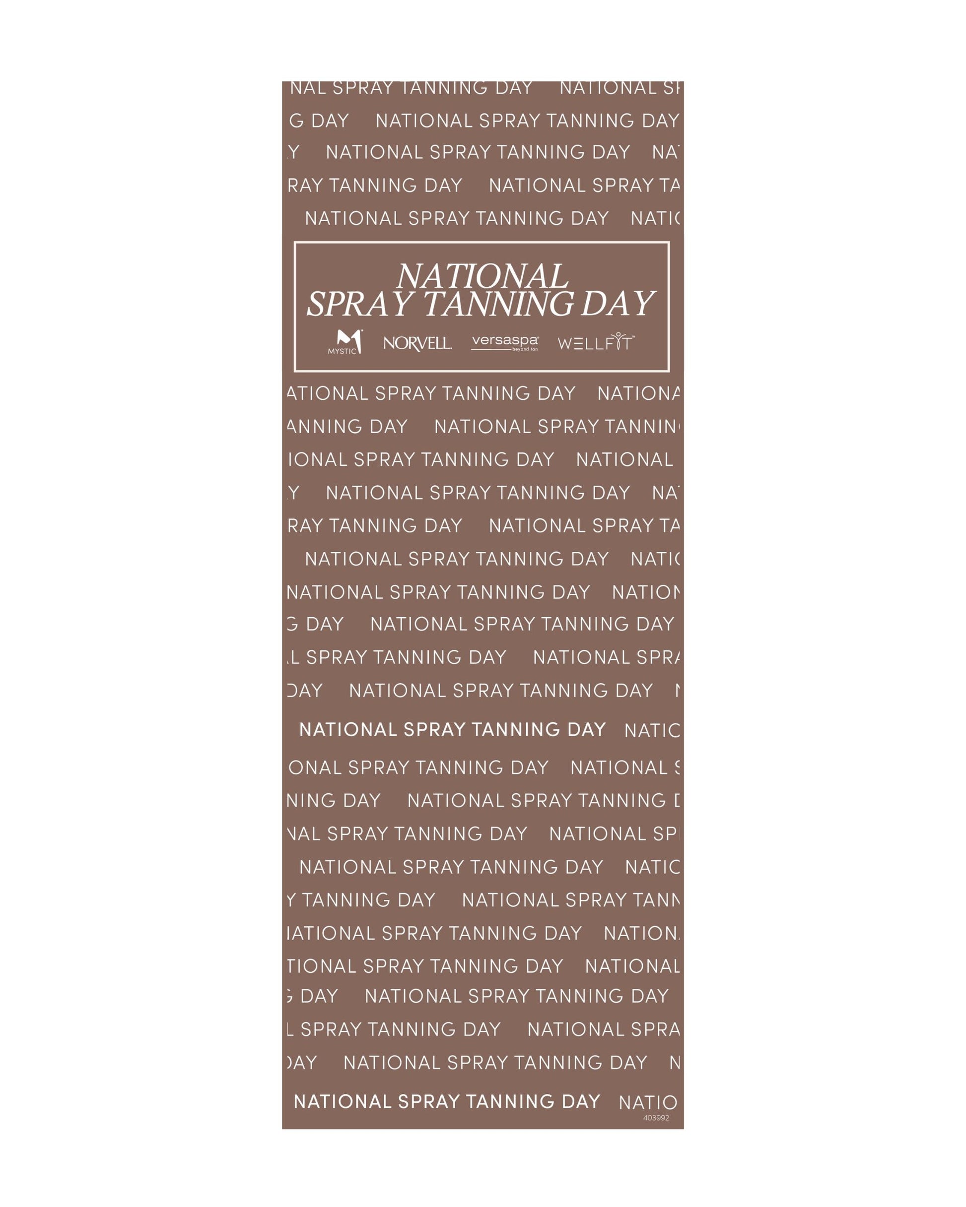 dark brown Pull up banner with 'National Spray Tanning Day' text on a white background
