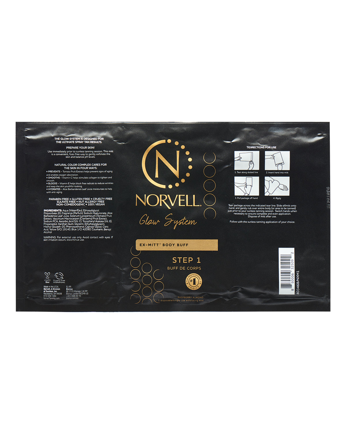 Norvell Pre-Tan, Disposable Exfoliating Single Mitt with directions