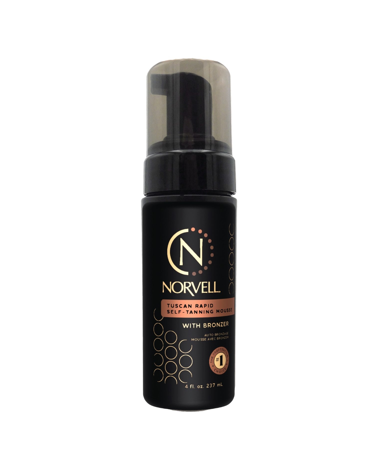 Norvell Tuscan Rapid Mousse Rendering on Bottle 4oz on a white background
