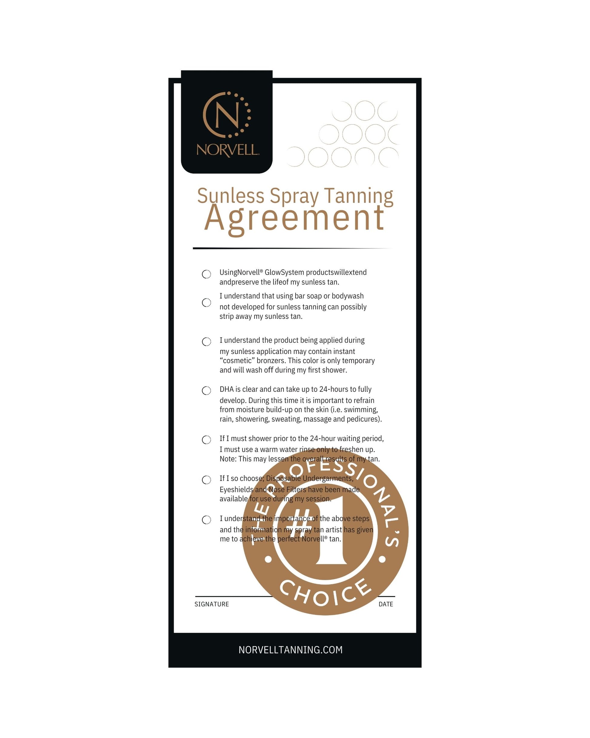 Spray Tanning Agreement Pad