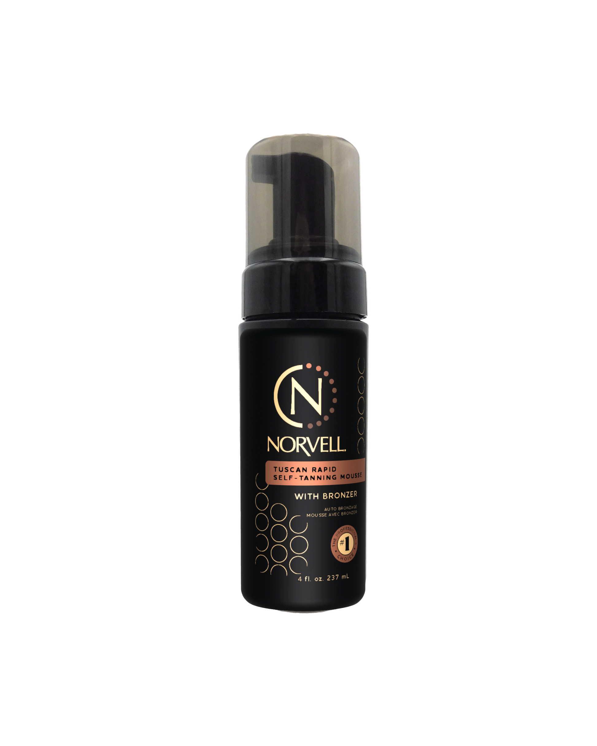 Norvell Tuscan Rapid Mousse Rendering on Bottle 4oz on a transparent background